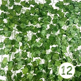 Nutabevr 12 Stück Efeu Künstlich Girlande 2.2m,Kunstpflanze Hängend Deko Vorhang,Künstliche P…