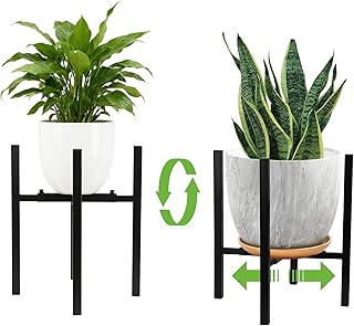 CXRYLZ-FUR 2pcs Pflanzenständer, Blumenständer Metall Schwarz Verstellbarer 24-38cm Durchmesser…