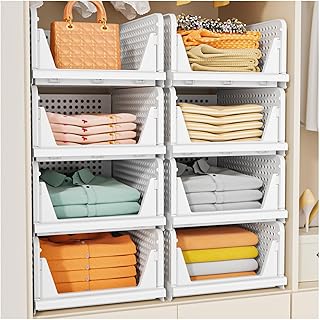 SNSLXH 5 Pack Stapelbar Schrank Kleiderschrank Organizer, Multifunktionale & Faltbare Organizer f…