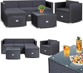 KESSER® Polyrattan Lounge Aruba – Gartenlounge für 4-5 Personen Gartenmöbel-Set Sitzgruppe aus…