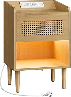 SONGMICS HOME BOHOVEN Kollektion – Nachttisch mit Ladestation, Beistelltisch mit Bewegungsensor, …