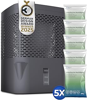 BonAura® Luftentfeuchter ohne Strom bis 23m² I 360° Belüftung I Raumentfeuchter mit Ausgieße…