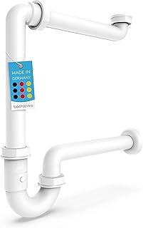 Bächlein G 1 1/4 Zoll Raumsparsiphon fürs Badezimmer – 32 mm flacher Waschbecken-Siphon – Geruc…