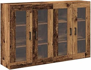vidaXL Eleganter Büfett-Speicherschrank mit Glastüren aus solidem Reclaimed Wood Esszimmer Prä…