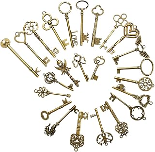 FOCCTS 24 Stück Vintage Bronze Skelettschlüssel, Antike Skeleton Keys Charms DIY Kits, Deko rus…