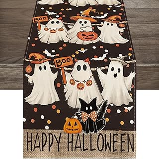 Geist Kürbisse Halloween Tischläufer,tischläufer Halloween tischdeko,Halloween Deko Tischwäsc…