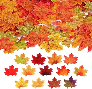 300 Pcs Herbst Dekoration Herbst Ahornblätter,Herbstdeko Draußen,Weihnachtsdekoration,Thanksgiv…