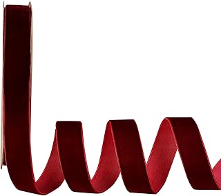 Arricraft Ca. 18m Einseitiges Samt Band, 25mm Breite Dunkelrote Satinbandrolle Für Hochzeitsgesc…