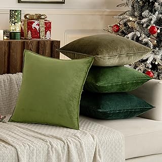 MIULEE Kissenbezug 40×40 cm grün 4er Set Samt Weihnachten Kissenbezüge Kissenhülle Dekokissenb…