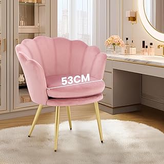 Bosmiller Schminktisch Stuhl aus Samt，Schreibtischstuhl mit Blütenblätter Rückenlehne，Bür…