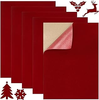 Wzone 5 Stück Samt Selbstklebend, 30×21cm Samtstoff, Samtstoff Rot für Schmuckkästchen, Schub…