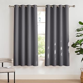 PONY DANCE Verdunklungsvorhänge mit Ösen für Schlafzimmer 2er Set H 175 x B 140 cm Grau, Wohnz…