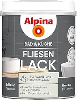Alpina Bad & Küche Fliesen-Lack Schiefer – seidenmatter Fliesenlack für Wandfliesen im Innenb…