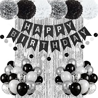 Geburtstagsdeko Schwarz Silber, Geburtstag Party Deko Schwarz Weiß Silber Luftballons, Happy Bir…