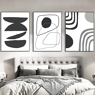 Sarah Duke 3er Poster Set Boho Wandbilder, Schwarz Weiß Geometrie Line Art Bilder, Kunstposter f…