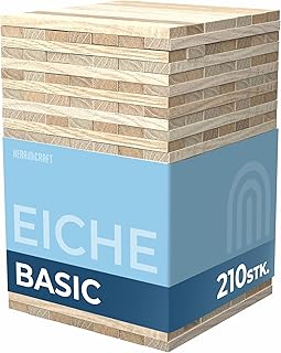 KeraBlocks Basic Eiche – 210 Stück Holzklötzchen zum Basteln 160x22x8mm – Bastelholz ohne Klebe…