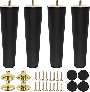 Qodiacl 4 Stück Möbelfüße Holz 20cm Holzfüße für Möbel Eichenholz Schrankfüße Sofafüß…