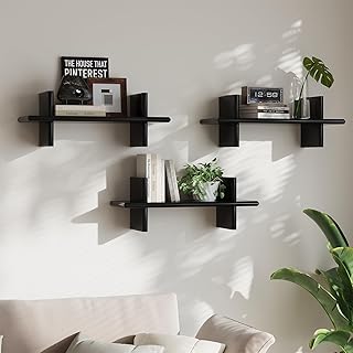 hi-home Wandregal 3er Set aus Holz, Schwebendes Regal, Wandaufbewahrung für Küche, Wohnzimmer, …