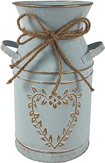 Vintage Blumenvase Herz Milchkanne, Eisen Blumentopf Shabby Deko, Rustikal Blumeneimer im Landhau…