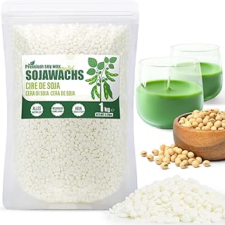 VEGISHINE Sojawachs für Kerzen, Natürliches Sojawachs für Kerzenherstellung 1kg, Kerzenwachs z…