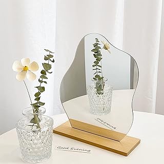 CONNECTION Acryl Schminkspiegel Rahmenlose Dekorative Unregelmäßiger Spiegel Klein mit Holzsock…