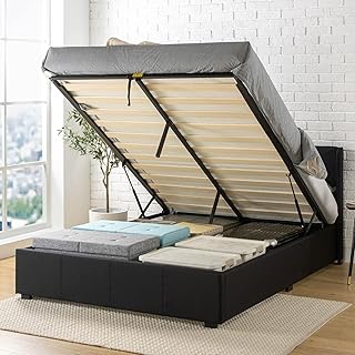 Zinus Maddon Bett 140×200 cm – Höhe 31 cm mit Stauraum unter dem Bett – Ottoman Gas Lift Polster…