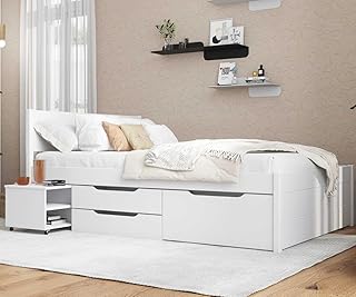 Inter Link – Bett mit Schubladen – Doppelbett 140×200 cm – Kojenbett mit Stauraum – Kiefer ma…