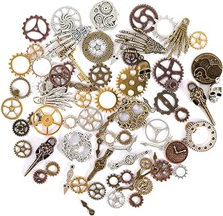 HFDONGL 76 Stück Steampunk Deko Steampunk Accessoires Steam Punk Zahnrad Anhänger für Handwerk…