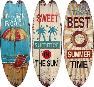 Awleynz 3 Stück Surfbrett Deko, 45,5 cm, Surfbrett-Kunst, Wanddekor für den Außenbereich, Pool…