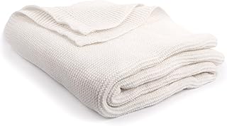 Kuschel-Decke aus Strick Weiß 120×150 cm – Kuschelige Strickdecke in weiß zum Einkuscheln, wa…