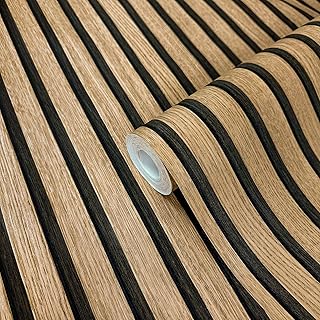 WALLCOVER Tapete Holzoptik Braun Vliestapete Akustikpaneele Holzwand 3D Effekt Skandi Holzpaneele…