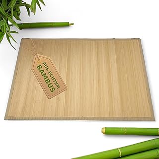 Japanwelt Rutschfester Bambus-Teppich I Wasserabweisende Bambusmatte, Badematte Duschmatte Bad-Vo…