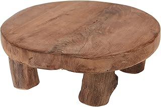 Spetebo Echt Holz Pflanzenhocker Teak – 20×7 cm – Kleiner Deko Hocker Blumenhocker massiv aus Han…