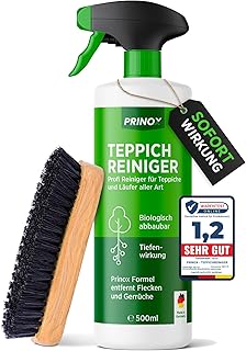 PRINOX Profi Teppichreiniger 580ml – Teppichboden Reiniger inkl. Teppich Bürste, schäumend für…