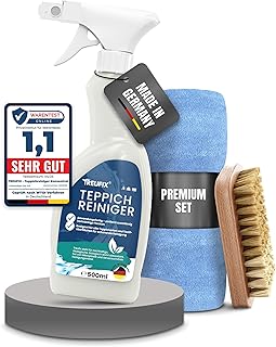 Treufix – Teppichreiniger & Polsterreiniger [Profi SET inkl. Teppichbürste & Mikrofasertuch] Sta…