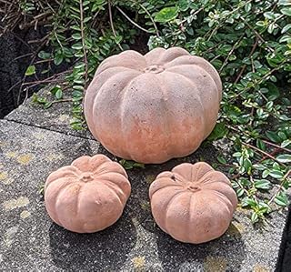 B-Ware ! Kürbisse 3er Set aus Terracotta Terrakotta, 1 x ø 22 cm, 2 x ø 11 cm hoch Deko Hallow…