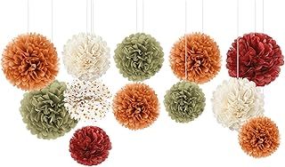 NICROLANDEE 12 Stück Seidenpapier Pompons für Herbst Party Deko, Kürbis-Orange Herbst Hochzeit…