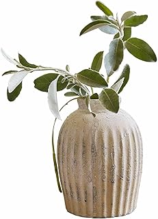 Loberon Vase Melissa, in Handarbeit gefertigt, symmetrische Längsrillen, antiker Charakter, für…