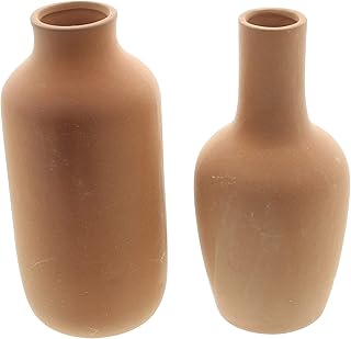 FRANK FLECHTWAREN Dekovase Terracotta, 2er Set, schöner Naturton, Nicht zum Befüllen mit Wasser…
