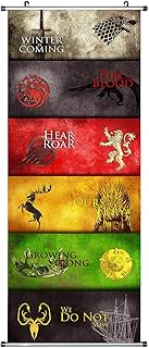CoolChange GoT Rollbild/Kakemono aus Stoff | Poster 100x40cm | Motiv: Mottos der Häuser