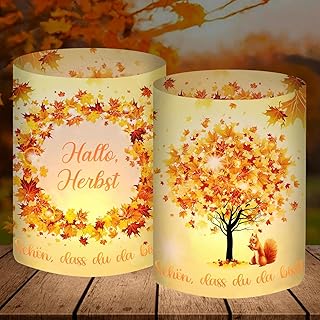 12 Windlicht Tischdeko Herbst, Herbstdeko Innen Modern, Herbstblätter Deko, Herbst Dekoration Ae…