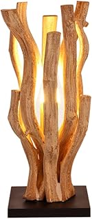 IMAGO handgemachte Tischleuchte aus Treibholz, Holz Lampe aus gebleichter Liane, natur 15x15x39 cm