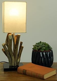 GURU SHOP Tischleuchte/Tischlampe Vigo, Treibholz, Baumwolle, in Bali Handgemacht aus Naturmateri…