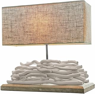 LOBERON Tischlampe Caribou, Fuß aus handbearbeiteten Treibhölzern, jedes Stück ein Unikat, mar…