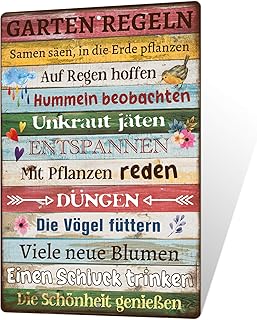 Putuo Decor Gartenschild Vintage – Garten Regeln Metallschild, wetterfestes Deko-Schild für Au…