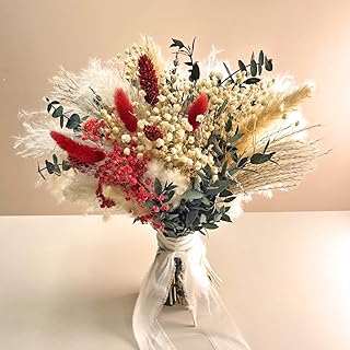 Natürliche Pampasgras Deko 80 Stück Trockenblumen mit Eukalyptus und Bunny Tails ideal für Boh…