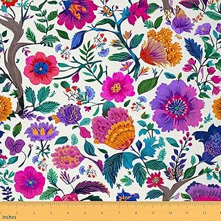 Blumen-Polsterstoff von The Yard, helle bunte Blumen, Polsterstoff für Stühle, Vintage-exotisch…