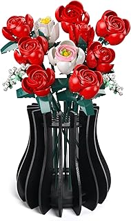 Holzvasen-Set für Lego-Rosen, Kirschblüten, Sonnenblumen, Tulpen, Narzissen, Lotus, niedliche B…