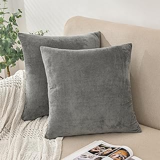 AMFUN 2er Set Samt Kissenbezug, Kissenbezug 45×45 cm, Dekorative Dekokissen, Sofakissen Lendenkis…