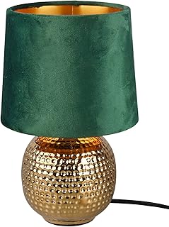 Reality Leuchten Tischleuchte Sophia R50821015, Keramik goldfarbig, Samtschirm gürn oder goldfar…